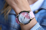 Guess Crush Crystals Silver Dial Pink Rubber Strap Watch for Women - W1223L1