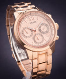 Guess Sunrise Quartz Rose Gold Dial Rose Gold Steel Strap Watch For Women - W0330L2