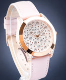 Guess Wonderlust Beige Dial Pink Leather Strap Watch for Women - W1065L1