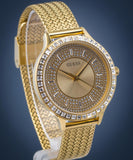 Guess Soiree Diamonds Gold Dial Gold Mesh Bracelet Watch for Women - GW0402L2