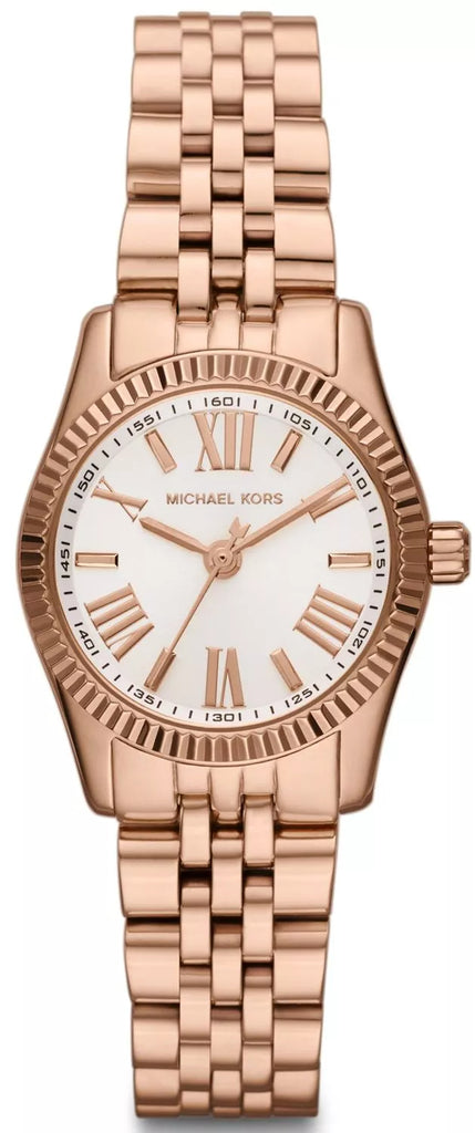 Michael Kors Lexington Quartz White Dial Rose Gold Steel Strap