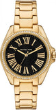 Michael Kors Kacie Analogue Black Dial Gold Steel Strap Watch for Women - MK4852