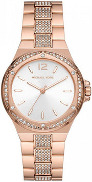 Michael Kors Lennox Three-Hand Silver Dial Rose Gold Steel Strap Watch For Women - MK7362
