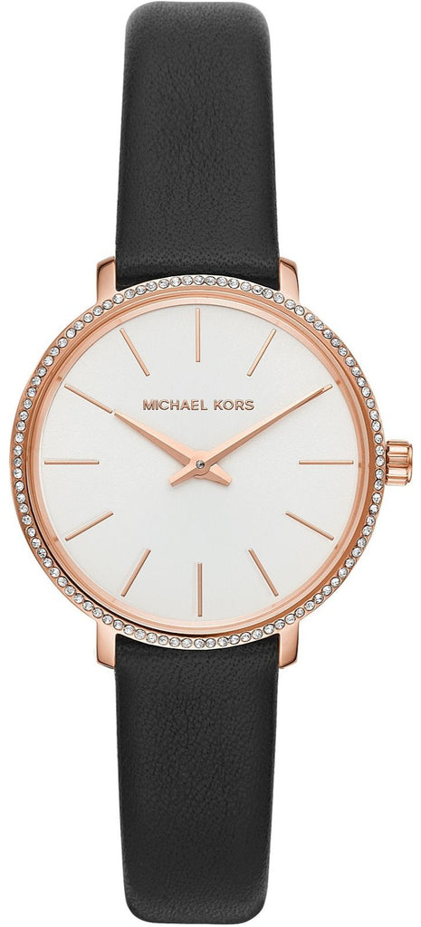 Jam Tangan Wanita Michael Kors Pyper Three Hand White Dial Black