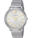 Versace V-Circle Quartz Silver Dial Silver Mesh Strap Watch for Women - VBP050017