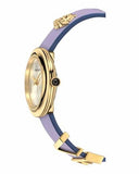 Versace V-Flare Silver Dial Purple Leather Strap Watch for Women - VEBN00318