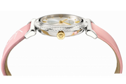 Versace V-Motif Silver Dial Pink Leather Strap Watch for Women - VERE00118