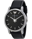 Emporio Armani Classic Quartz Black Dial Black Leather Strap Watch For Men - AR1692