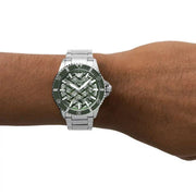 Emporio Armani Sea Explorer Meccanico Automatic Green Dial Silver Steel Strap Watch For Men - AR60061