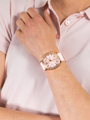 Guess Sparkling Diamonds Pink Dial Pink Rubber Strap Watch for Women - W0032L9