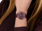 Fossil Jacqueline Burgundy Dial Burgundy Leather Strap Watch for Women  - ES4099