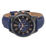 Fossil Grant Chronograph Black Dial Blue Leather Strap Watch for Men - FS5061