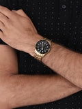 Fossil FB-01 Chronograph Black Dial Gold Steel Strap Watch for Men - FS5836