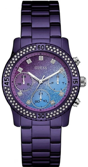 Guess Confetti Diamonds Purple Dial Purple Steel Strap Watch for Women - W0774L4