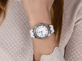 Guess Sparkling Silver Dial White Rubber Strap Watch For Women - GW0032L1