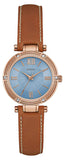 Guess Park Avenue Blue Dial Brown Leather Strap Watch for Women - W0838L2