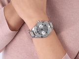 Guess Frontier Diamonds Silver Dial Silver Steel Strap Watch For Women - W1156L1