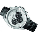 Hugo Boss Casual Chronograph Silver Dial Black Leather Strap Watch For Men - HB1512880