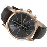 Hugo Boss Jet Chronograph Grey Dial Brown Leather Strap Watch for Men - 1513281