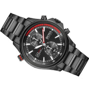 Hugo Boss Globetrotter Chronograph Black Dial Black Steel Strap Watch for Men - 1513825
