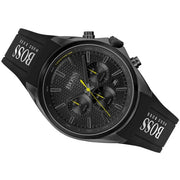 Hugo Boss Distinct Chronograph Black Dial Black Silicone Strap Watch for Men - 1513859