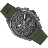 Hugo Boss Volane Chronograph Grey Dial Green Rubber Strap Watch For Men - 1513952