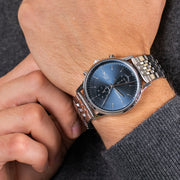 Lacoste Madrid Blue Dial Silver Steel Strap Watch for Men - 2011067