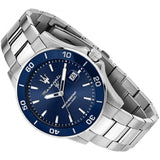 Maserati Competizione Quartz Blue Dial Silver Steel Strap Watch For Men - R8853100036