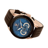 Maserati Traguardo Chronograph Blue Dial Brown Leather Strap Watch For Men - R8871612024