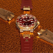 Maurice Lacroix Aikon Venturer Asia Special Edition Red Dial Red Rubber Strap Watch For Men - AI6058-BRZ6B-530-6