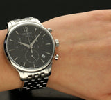 Jam Tangan Pria Tissot T Classic Tradition Chronograph Dial Hitam Tali Baja Perak - T063.617.11.067.00