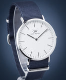 Daniel Wellington Classic Bayswater White Dial Blue NATO Strap Watch For Men - DW00100276