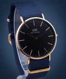 Daniel Wellington Classic Bayswater Black Dial Black NATO Strap Watch For Men - DW00100277