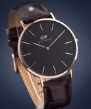 Daniel Wellington Classic York Black Dial Brown Leather Strap Watch For Men - DW00100128