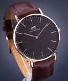 Daniel Wellington Classic Bristol Black Dial Brown Leather Strap Watch for Men - DW00100137