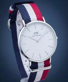 Daniel Wellington Classic Cambridge White Dial Two Tone Nylon Strap Watch For Men - DW00100017