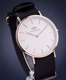 Daniel Wellington Classic Cornwall White Dial Black Nylon Strap Watch For Men - DW00100257