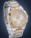 Guess Frontier Chronograph Crystals Silver Dial Two Tone Steel Strap Watch for Men - W0799G4