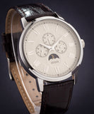 Guess Delancy Quartz White Dial Brown Leather Strap Watch For Men - W0870G1