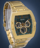 Guess Phoenix Multi Function Green Dial Gold Steel Strap Watch for Men - GW0456G3