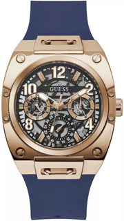 Guess Prodigy Multifunction Navy Blue Dial Blue Silicone Strap Watch For Men - GW0569G3