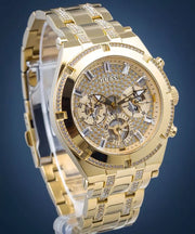 Guess Continental Diamonds Gold Dial Gold Steel Strap Watch for Men - GW0261G2