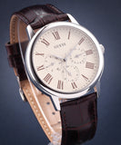 Guess Wafer Quartz White Dial Brown Leather Strap Watch For Men - W70016G2