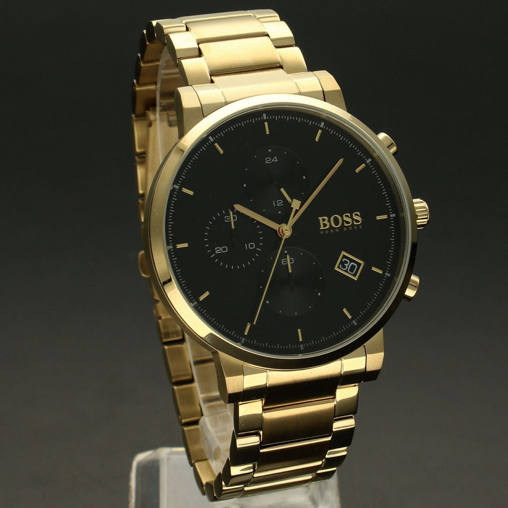 Hugo Boss Integrity Chronograph Grey Dial Gold Steel Strap Watch for Men | Quarzuhren