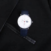 Lacoste Moon Multifunction White Dial Blue Leather Strap Watch for Men - 2010975