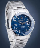 Maserati Competizione Quartz Blue Dial Silver Steel Strap Watch For Men - R8853100036