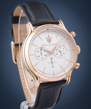 Maserati Epoca Chronograph White Dial Black Leather Strap Watch For Men - R8871618016
