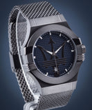 Maserati Potenza Quartz Blue Dial Grey Mesh Bracelet Watch For Men - R8853108005