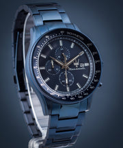 Maserati SFIDA Chronograph Blue Dial Blue Steel Strap Watch For Men - R8873640023