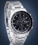 Maserati SFIDA Chronograph Black Dial Silver Steel Strap Watch For Men - R8873640015